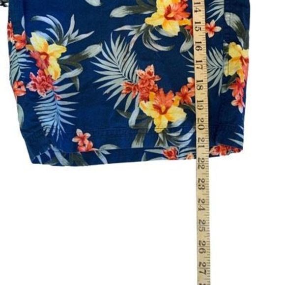 Tommy Bahama Mens Large Blue 100% Cotton Flower Design Drawstring Shorts - Picture 11 of 12